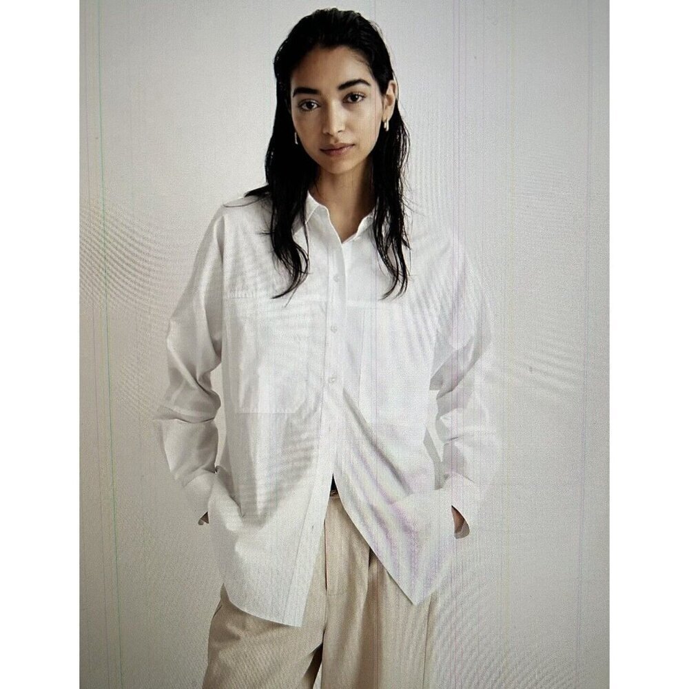 Madewell Dolman Panel Cocoon Shirt Oversized White No599 Size Xs